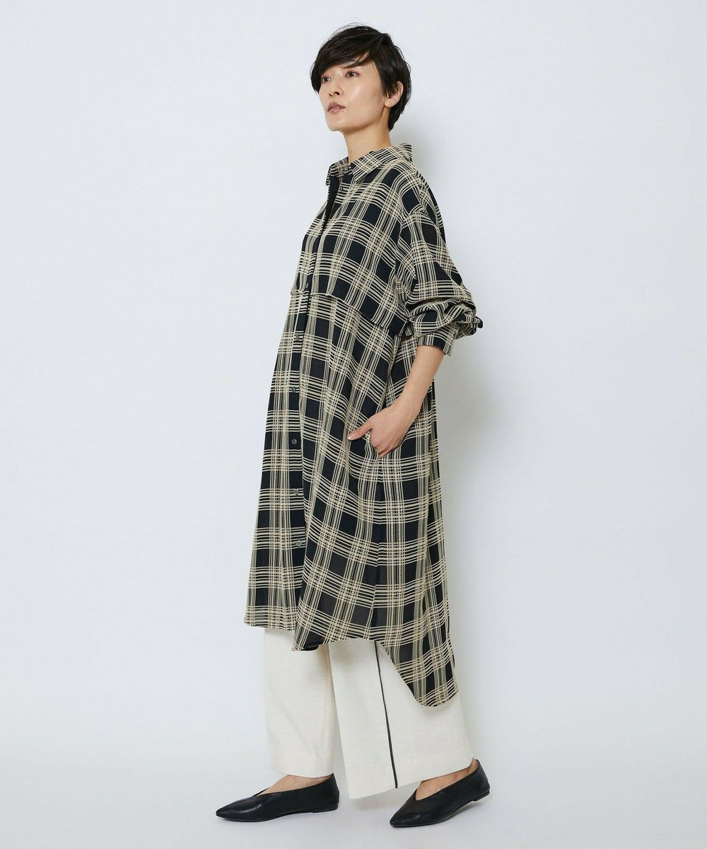 MOGA Collection MOGA Collection ジョーゼットチェックシャツワンピース ブラック