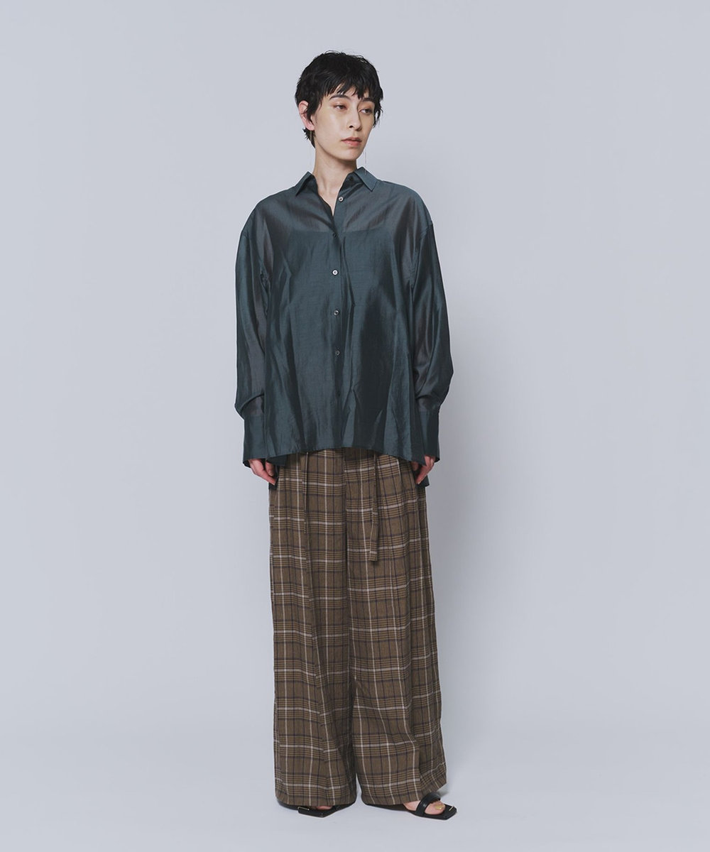 1er Arrondissement シアーテンセルシャツ グリーン
