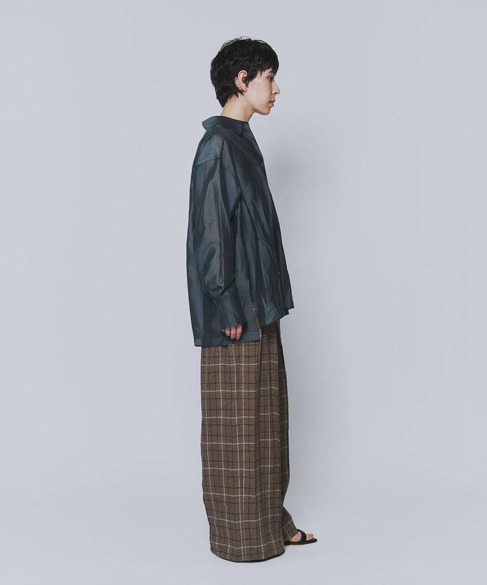 1er Arrondissement シアーテンセルシャツ グリーン