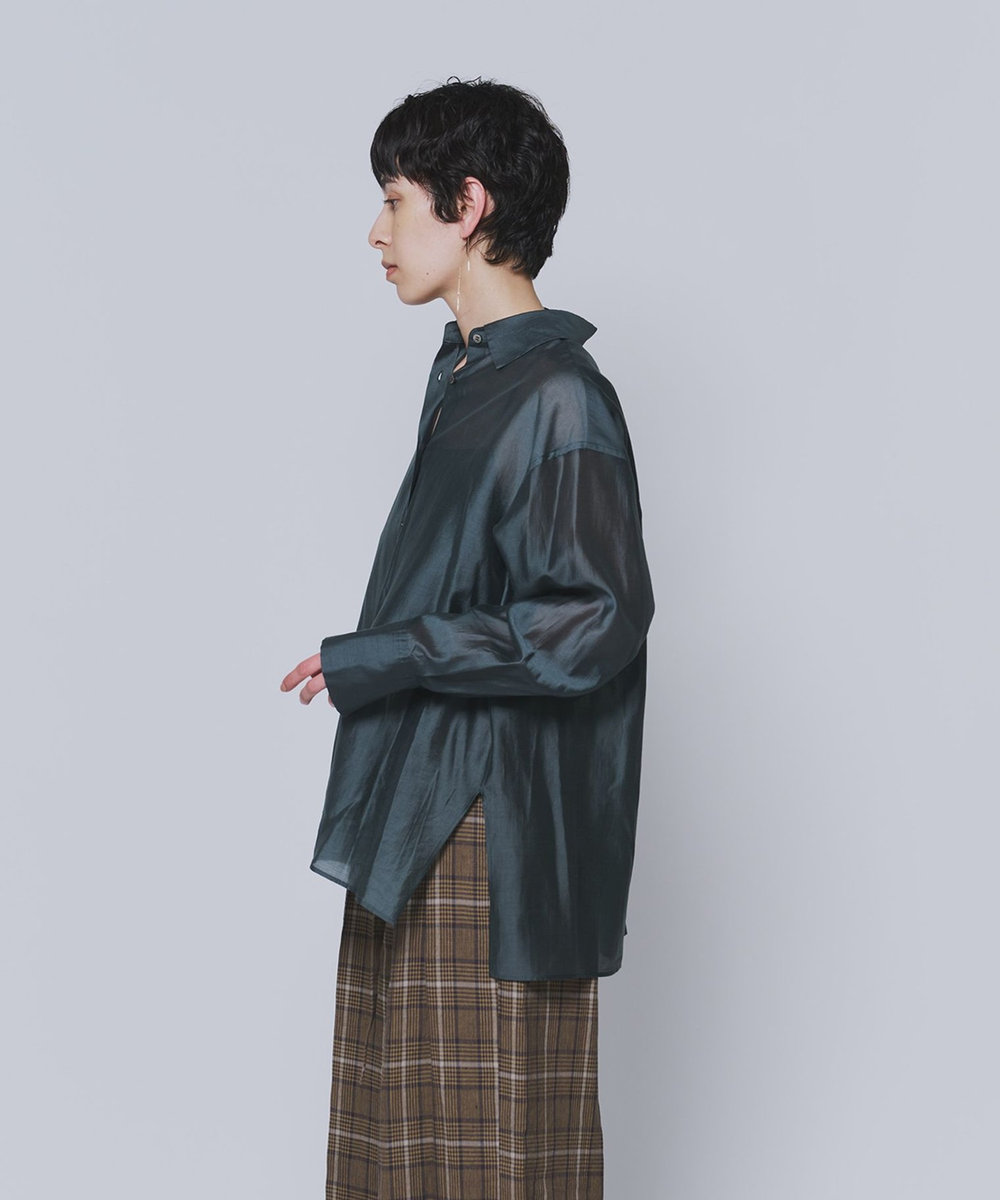1er Arrondissement シアーテンセルシャツ グリーン