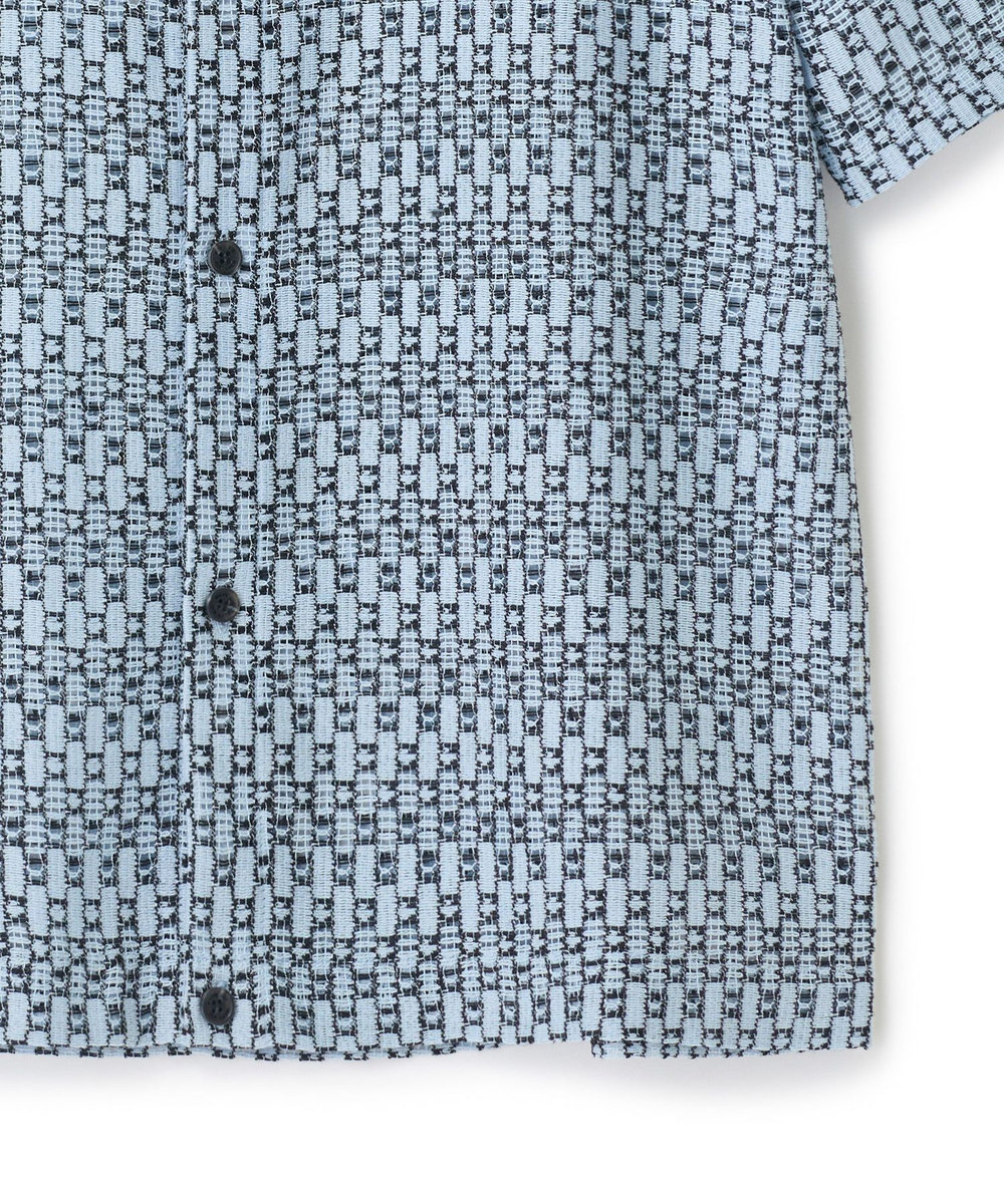 MEN'S BIGI シアージオメトリック半袖シャツ ブルー