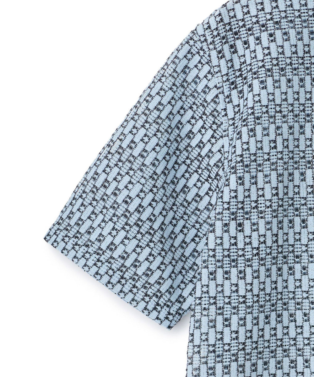 MEN'S BIGI シアージオメトリック半袖シャツ ブルー