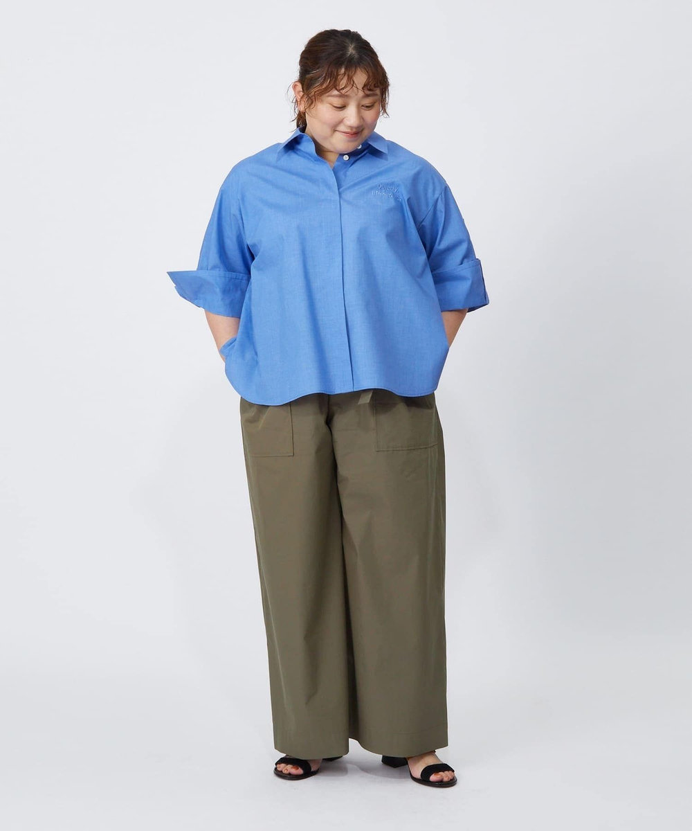MOGA Lサイズ（大きいサイズ） 【大きいサイズ】P/Cブロードシャツブラウス ブルー