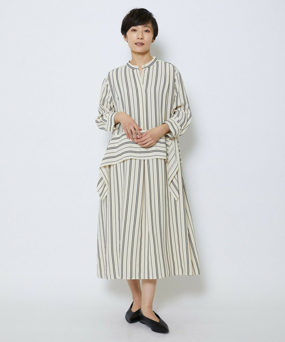 MOGA Collection MOGA Collection　レーヨンポリストライプワンピース ホワイト×ブラック