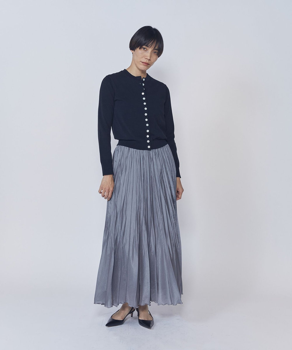 1er Arrondissement ワッシャーサテンランダムプリーツスカート グレー