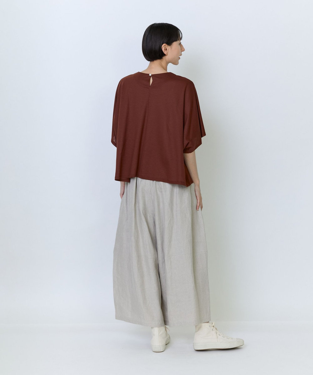LOISIR リヨセル天竺ドルマンスリーブTシャツ ボルドー