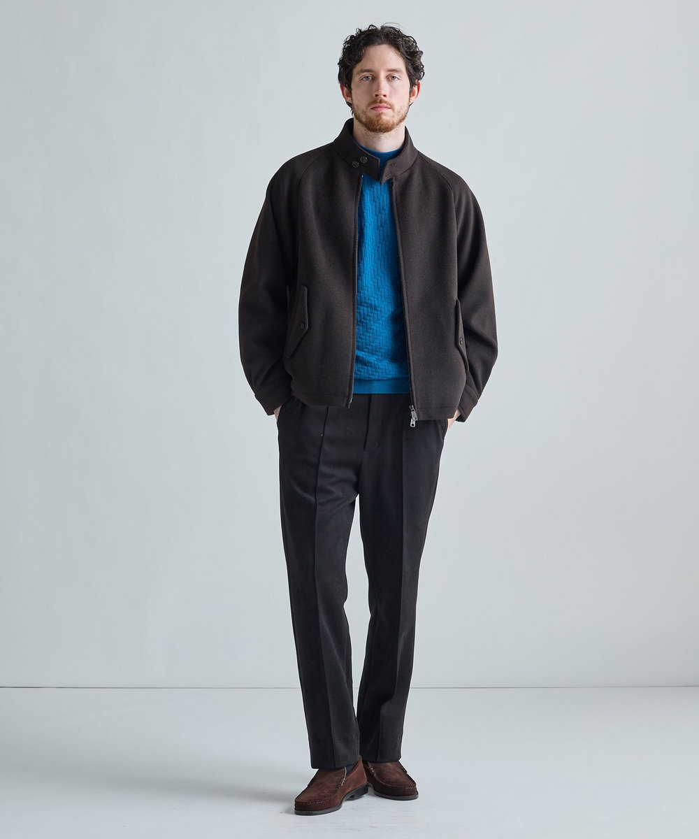 MEN'S BIGI 12Gメリノウール 幾何学柄モックネックニット ホワイト