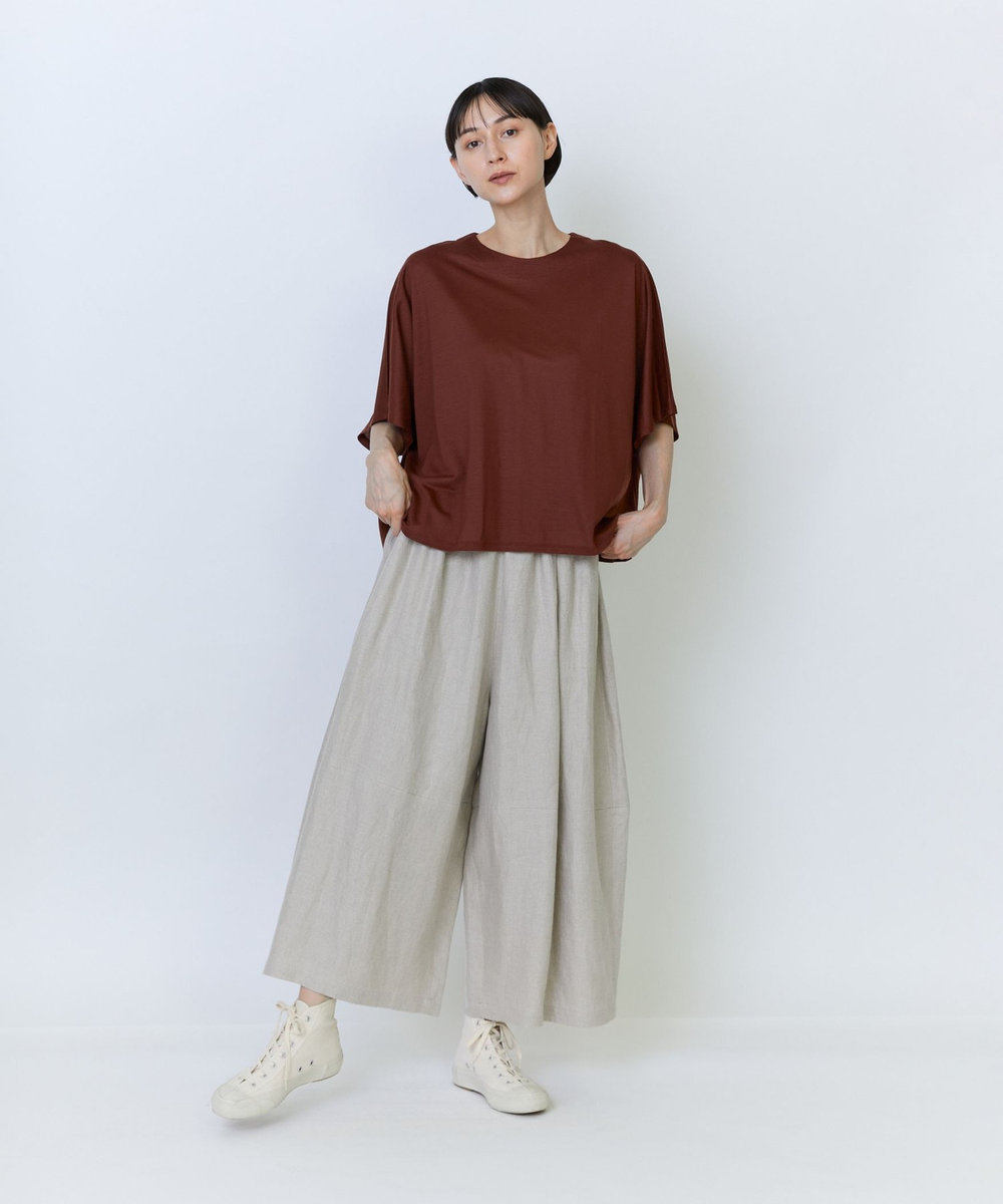 LOISIR リヨセル天竺ドルマンスリーブTシャツ ボルドー