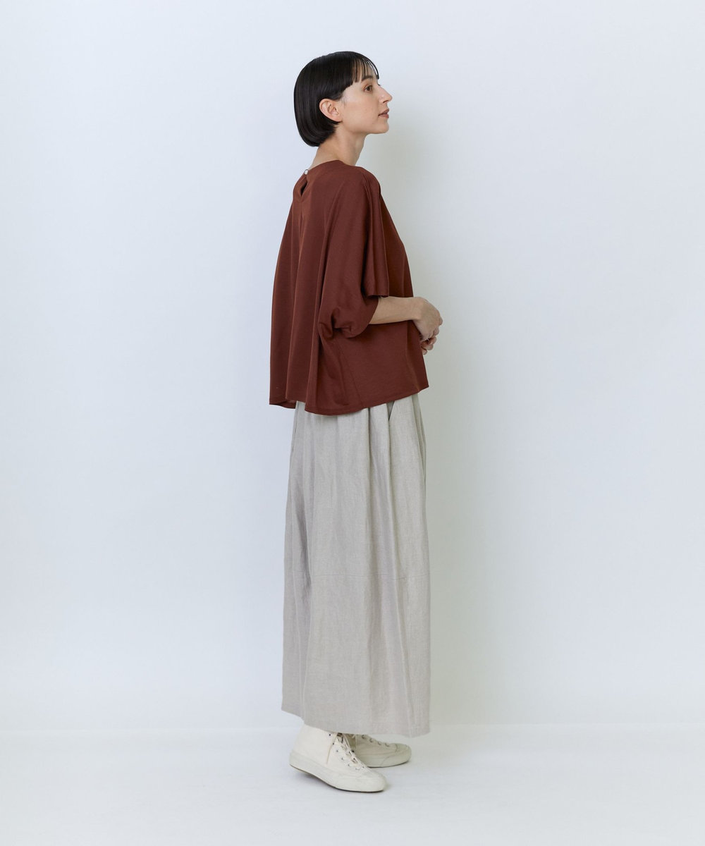 LOISIR リヨセル天竺ドルマンスリーブTシャツ ボルドー