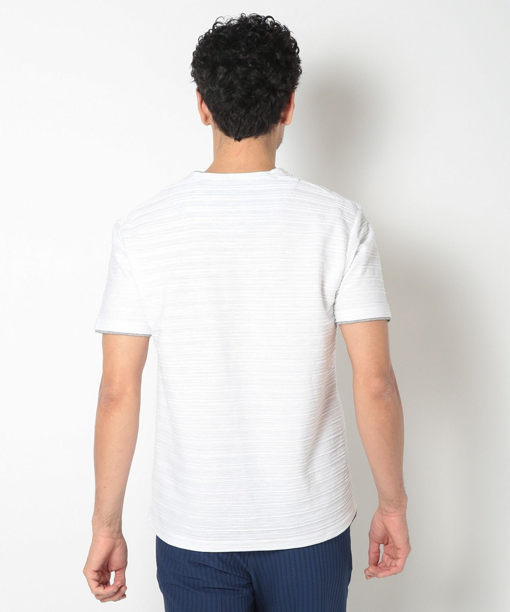 MEN'S BIGI 吸水速乾(ABS加工)スラブタックVネックカットソー ホワイト