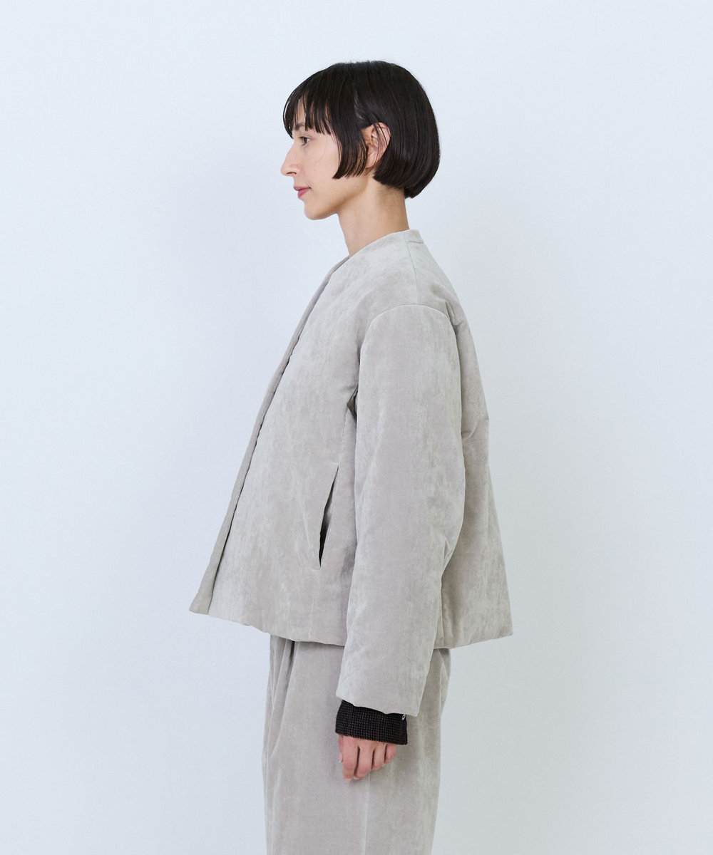 LOISIR シャンブレーベルベットパディングジャケット ベージュ