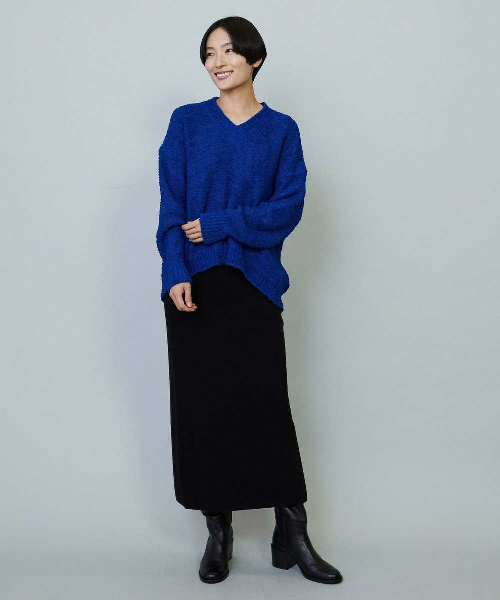 MOGA DALIA Vネックショートニットトップス ブルー
