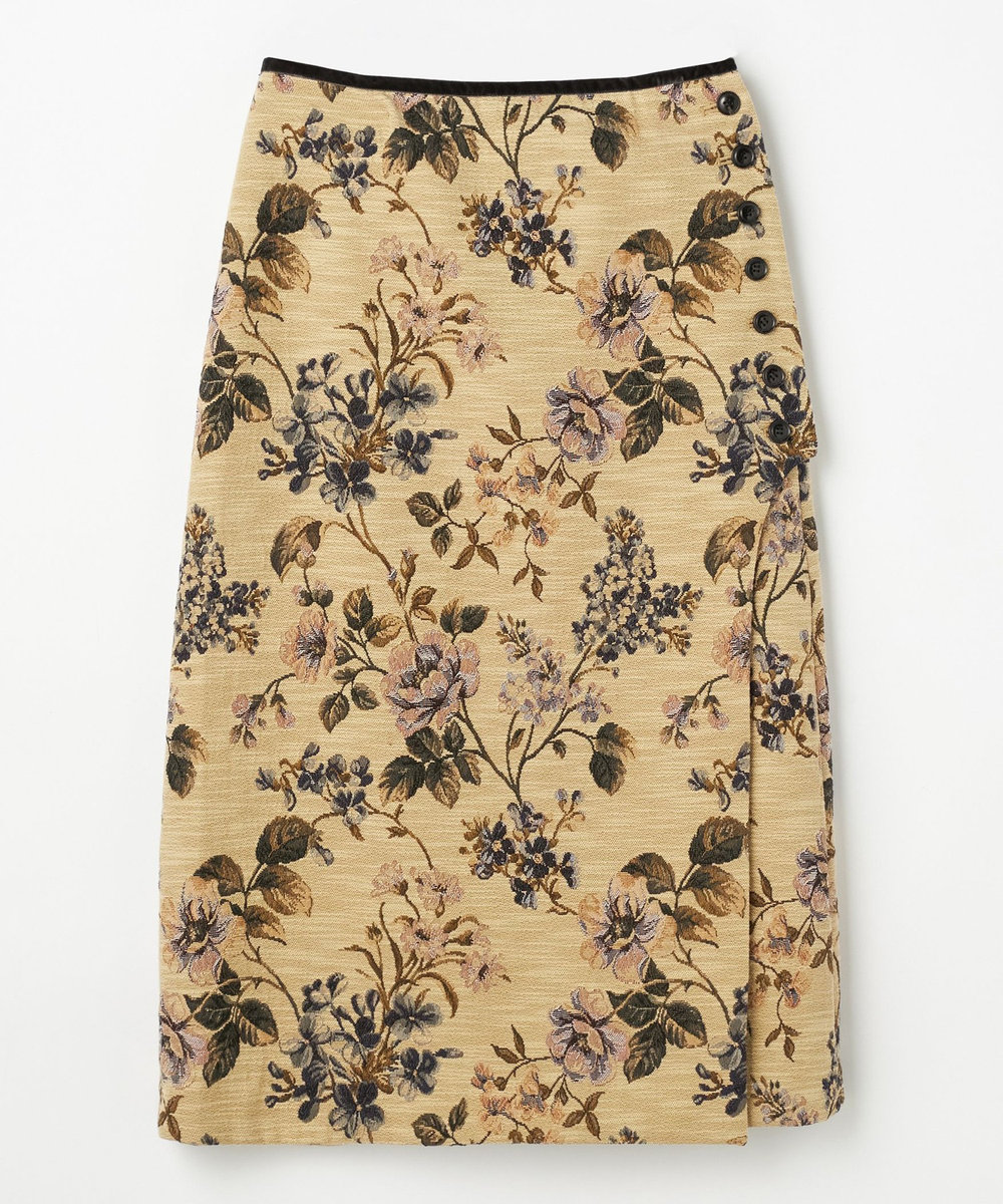 DÉPAREILLÉ FLOWER JACQUARD SKIRT / フラワージャガードスカート ベージュ