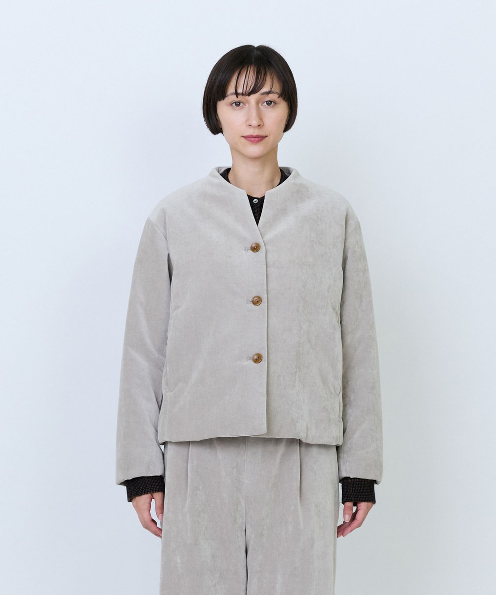 LOISIR シャンブレーベルベットパディングジャケット ベージュ