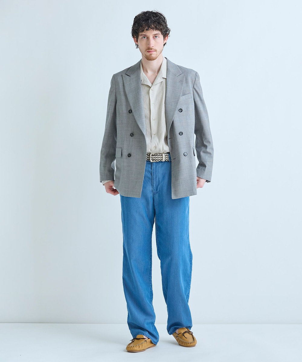 MEN'S BIGI レザーミックス イタリアンメッシュベルト ベージュ