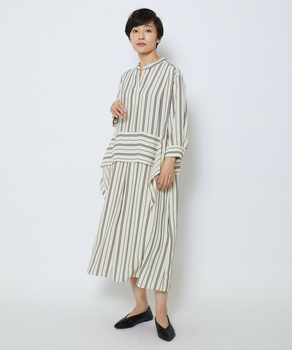 MOGA Collection MOGA Collection　レーヨンポリストライプワンピース ホワイト×ブラック