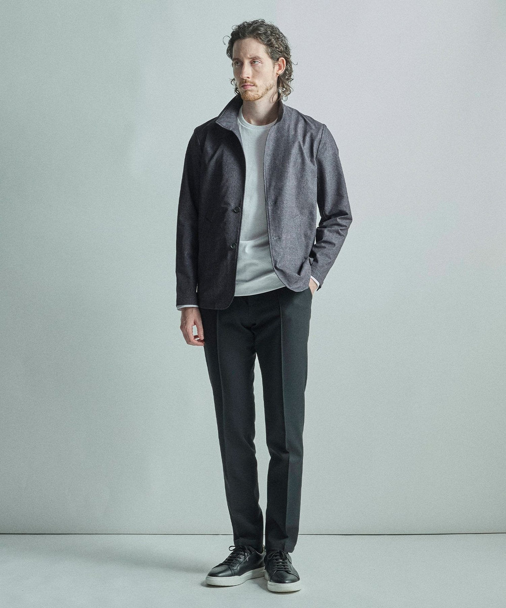 MEN'S BIGI 【ACTIVE TAILOR/アクティブテイラー】シルケットスムースクルーネック長袖Tシャツ ホワイト