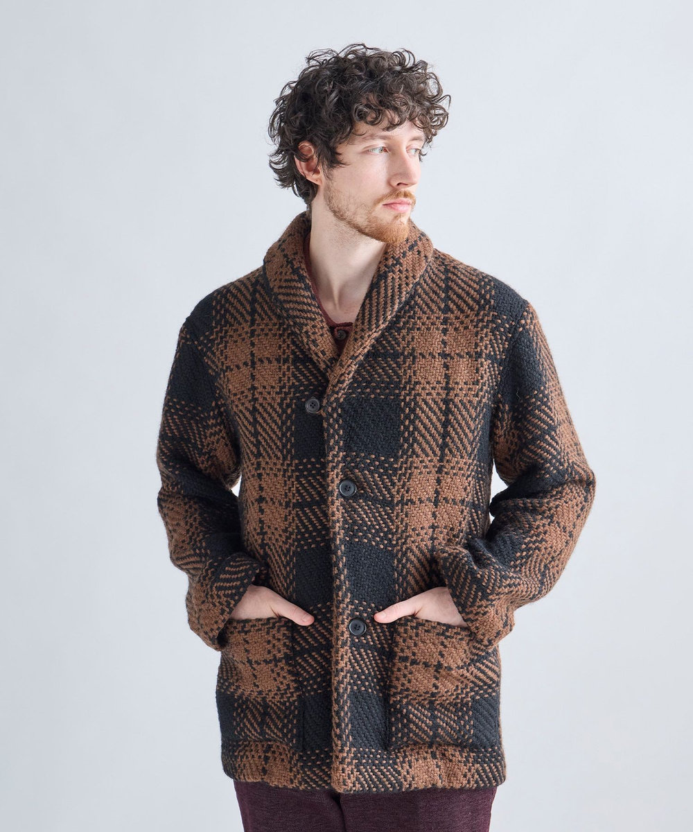 MEN'S BIGI 《John Braniganコラボ》ショールカラーニットジャケット ブラック系その他
