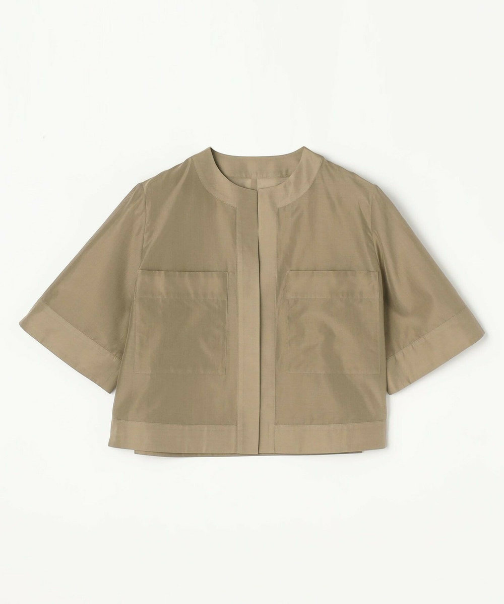 L'EQUIPE COUTURIER C/SEオーガンジーノーカラージャケット モカ