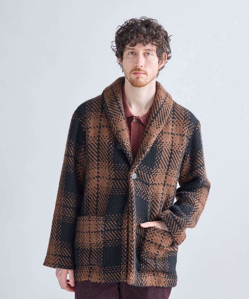 MEN'S BIGI 《John Braniganコラボ》ショールカラーニットジャケット ブラック系その他