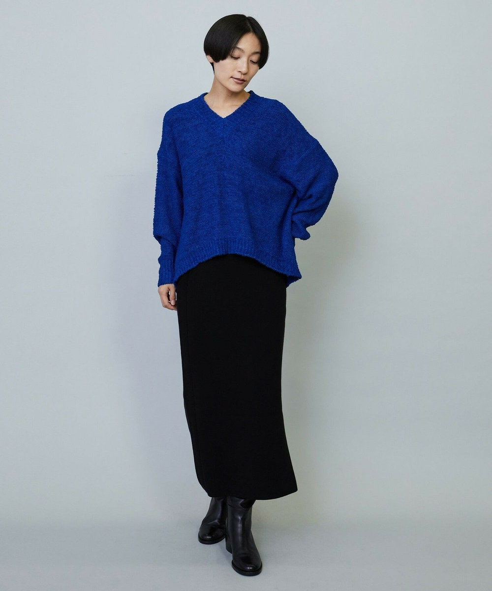 MOGA DALIA Vネックショートニットトップス ブルー