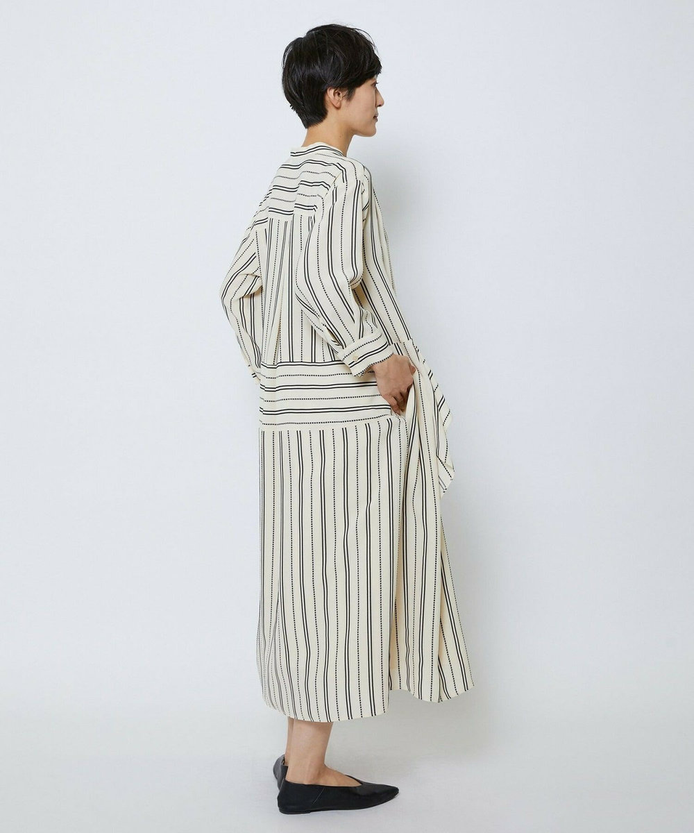MOGA Collection MOGA Collection　レーヨンポリストライプワンピース ホワイト×ブラック