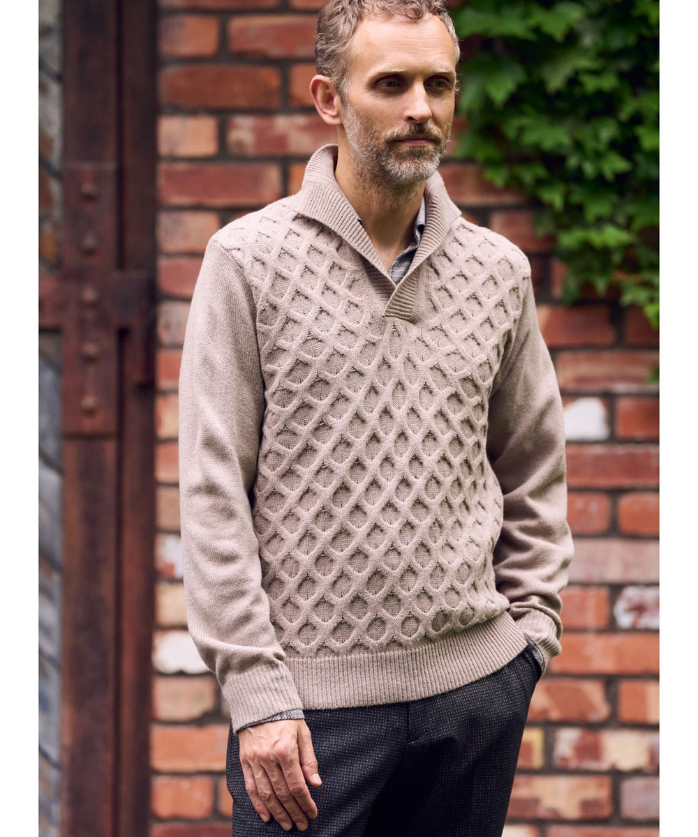 MEN'S BIGI 7Gハニカムスキッパーニット ベージュ