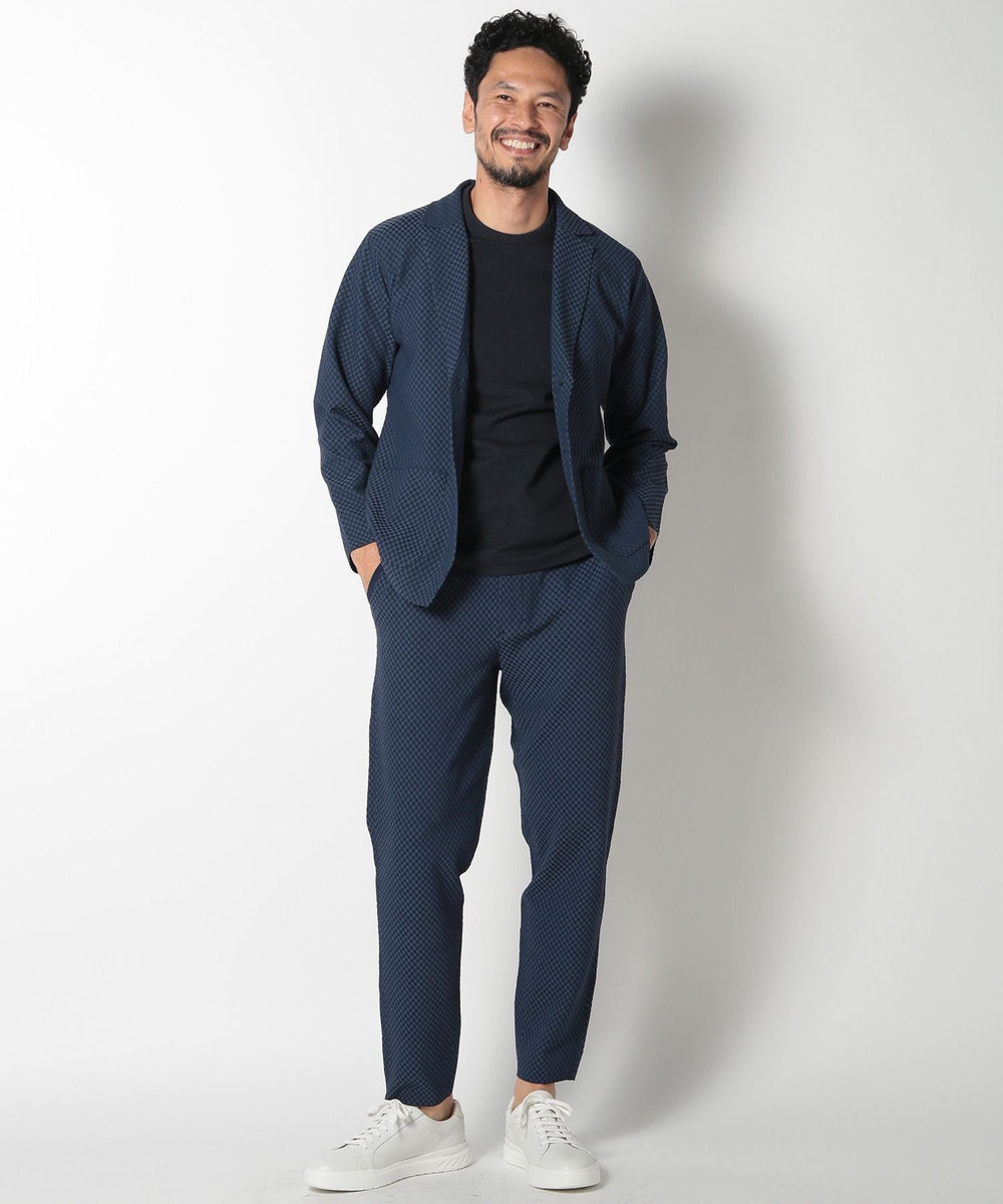 MEN'S BIGI ポリエステルエアリードッツテーラードジャケット ブルー
