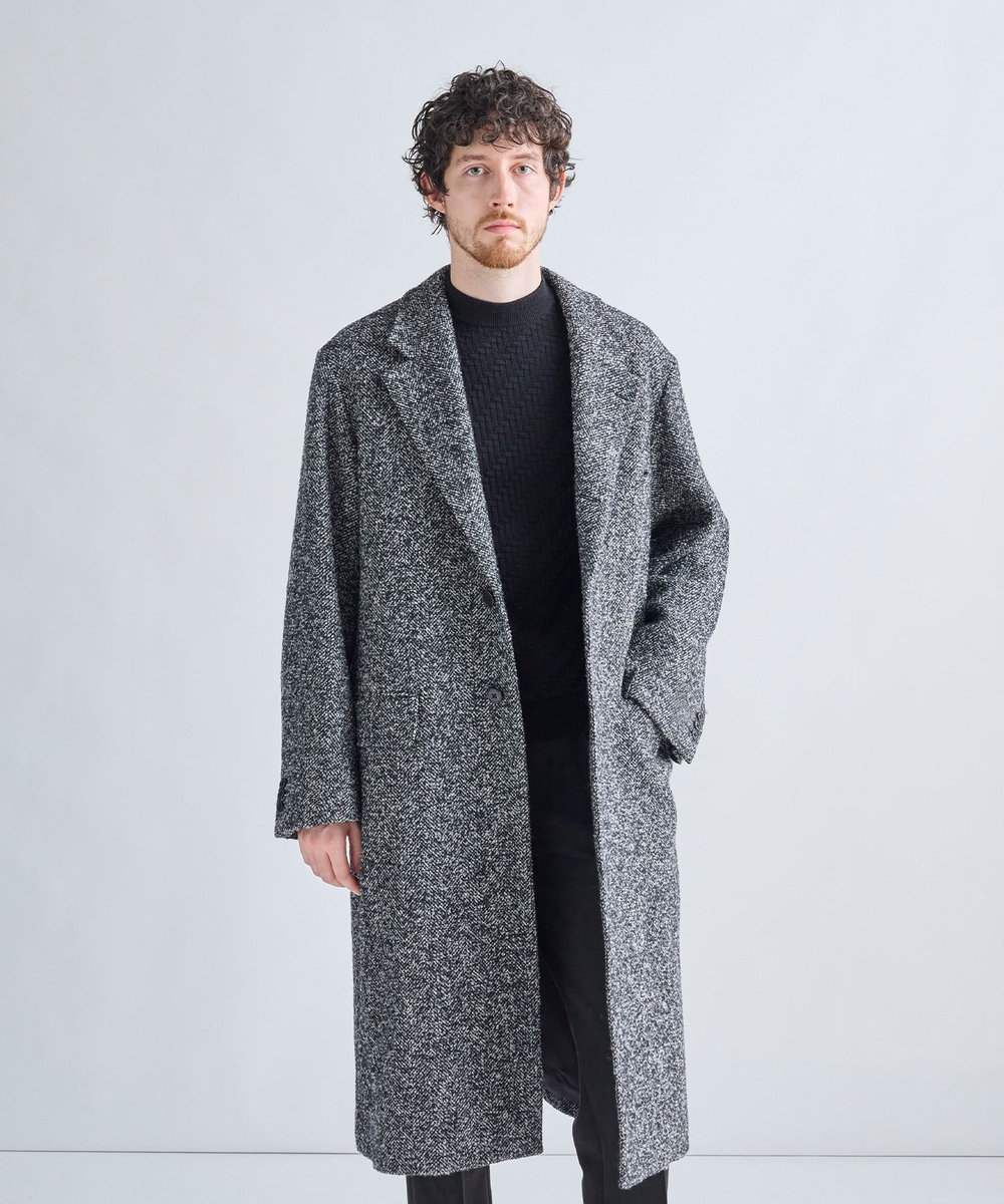MEN'S BIGI 【BASED ON MEN'S BIGI HERITAGE】ヘリンボーン シングルチェスターコート ブラック系その他