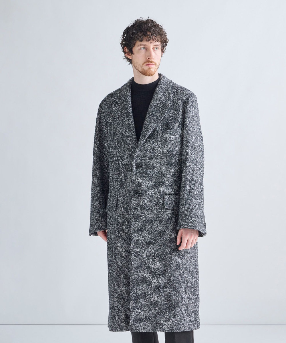 MEN'S BIGI 【BASED ON MEN'S BIGI HERITAGE】ヘリンボーン シングルチェスターコート ブラック系その他