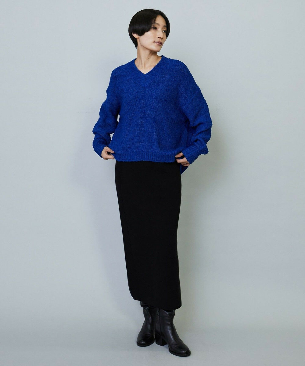 MOGA DALIA Vネックショートニットトップス ブルー