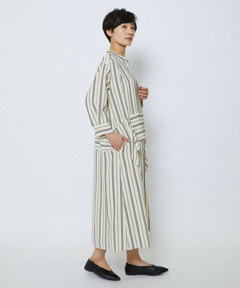 MOGA Collection MOGA Collection　レーヨンポリストライプワンピース ホワイト×ブラック