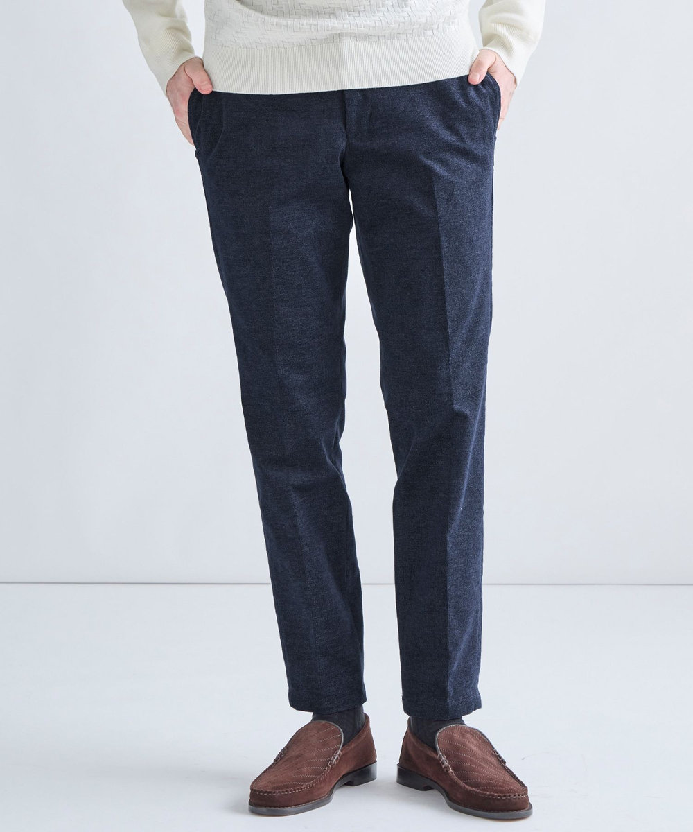 MEN'S BIGI 杢コーデュロイクリースラインパンツ［ストレッチ］ ネイビー