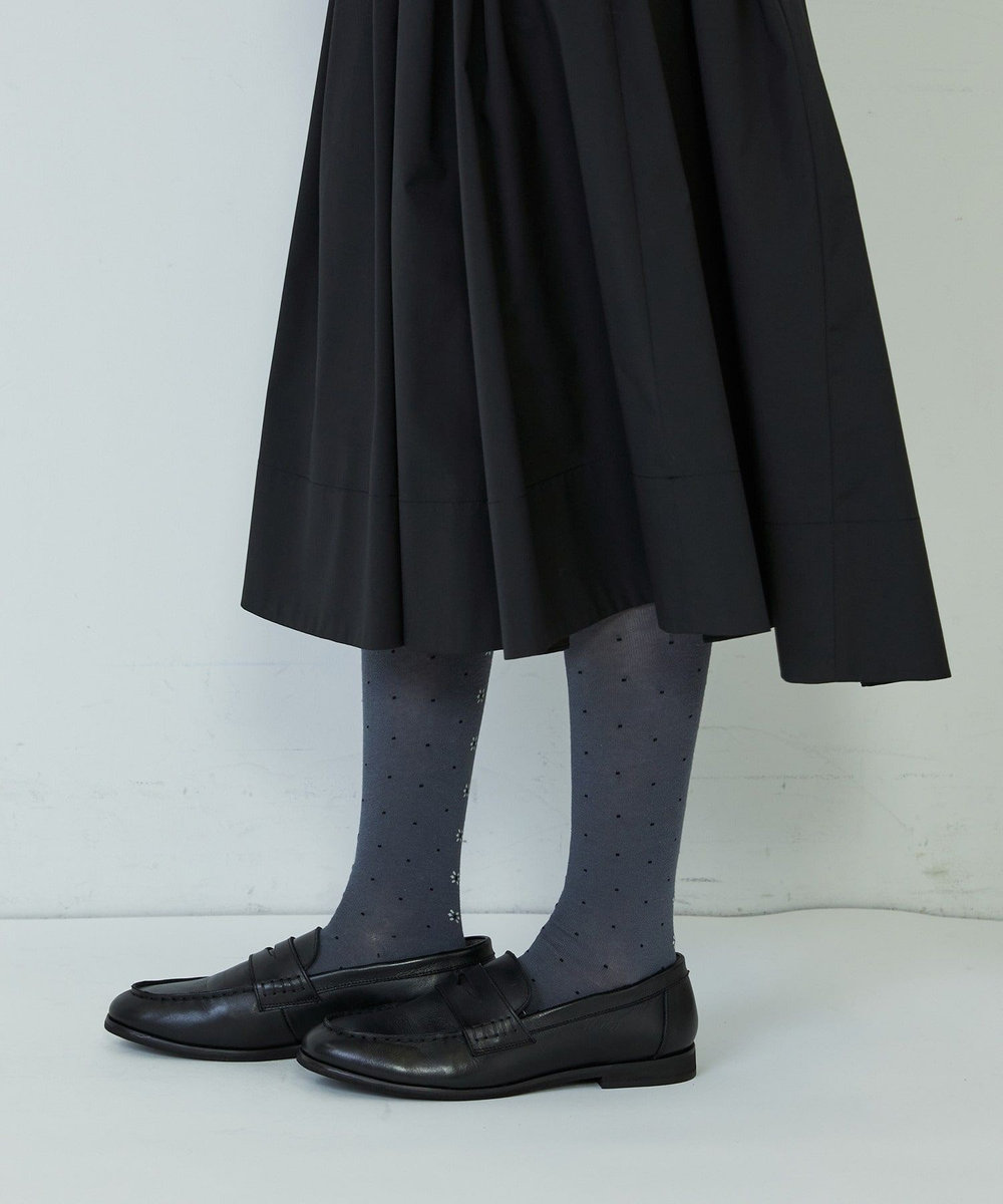 ADIEU TRISTESSE バックフラワードットハイソックス グレー