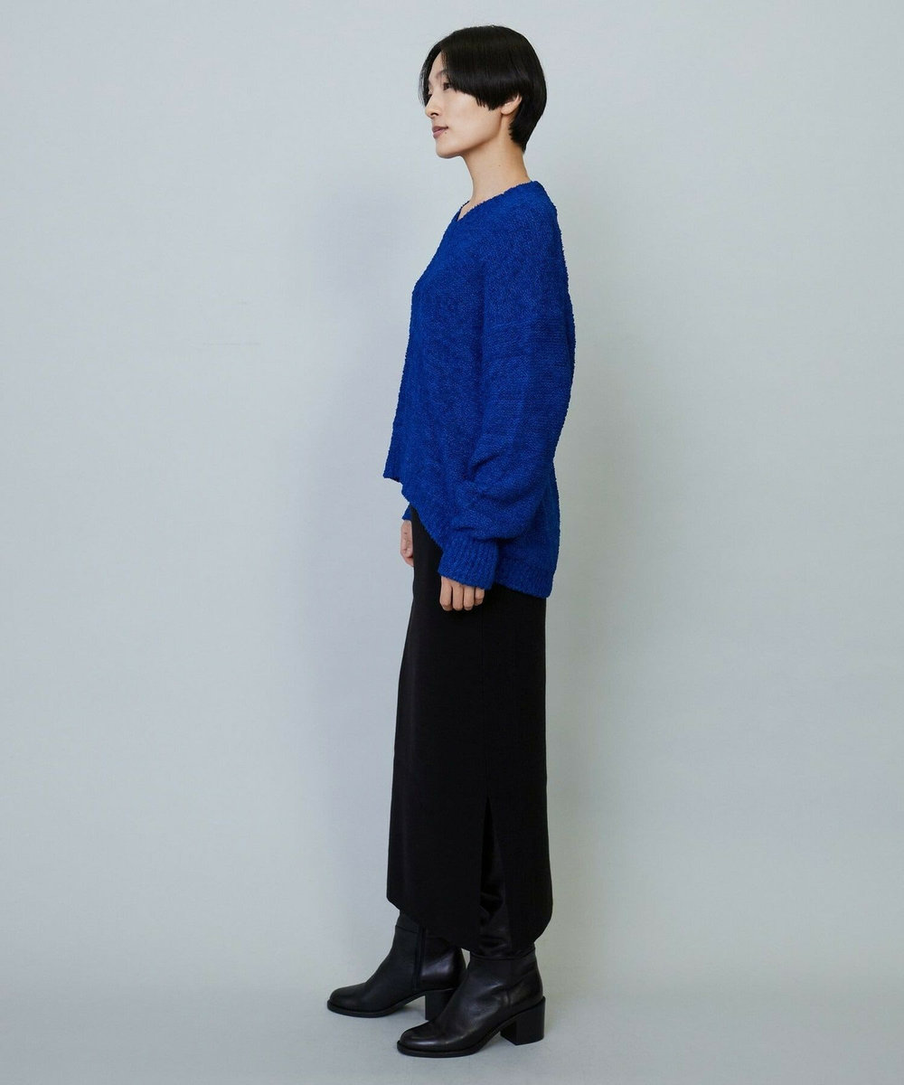 MOGA DALIA Vネックショートニットトップス ブルー