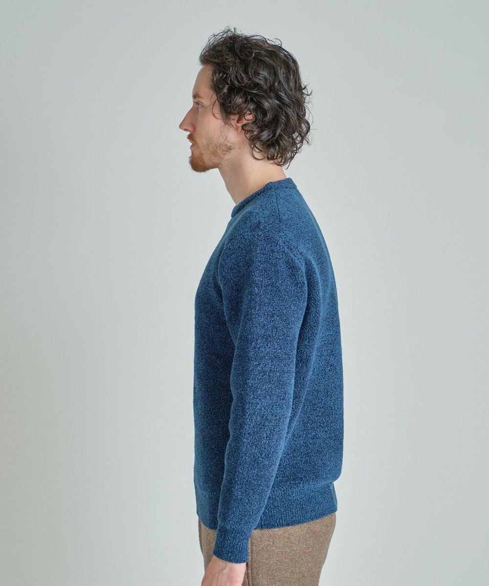MEN'S BIGI メランジ調モールニット ネイビー