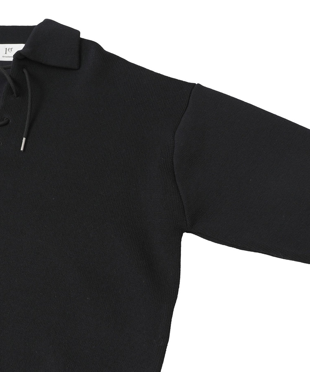 1er Arrondissement レースアップポロニットプルオーバー ネイビー