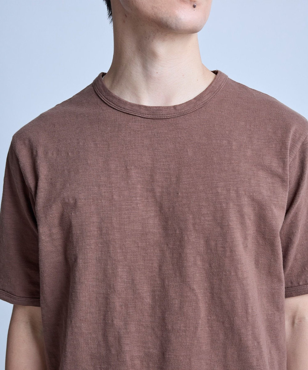 UNION STATION スラブ天竺袖刺繍Tシャツ ブラウン
