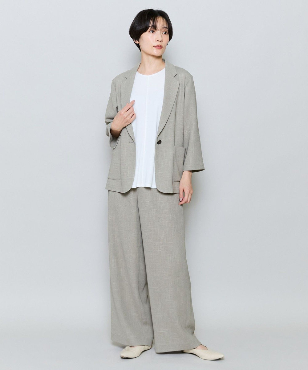 MOGA ソフトカラミワイドシルエットパンツ［セットアップ可能］ カーキ