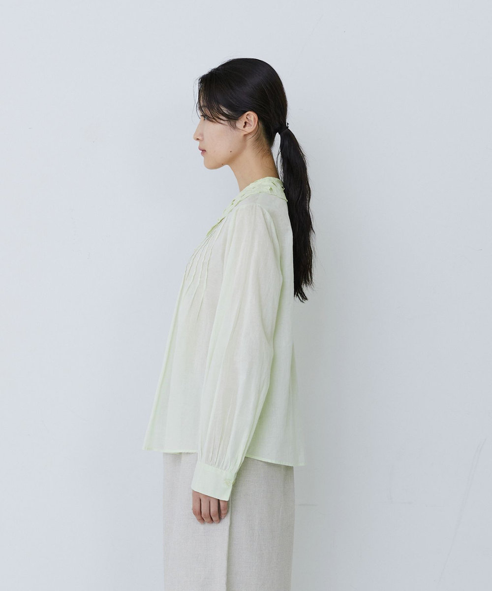 congés payés ADIEU TRISTESSE インドコットン刺繍襟ブラウス ライム