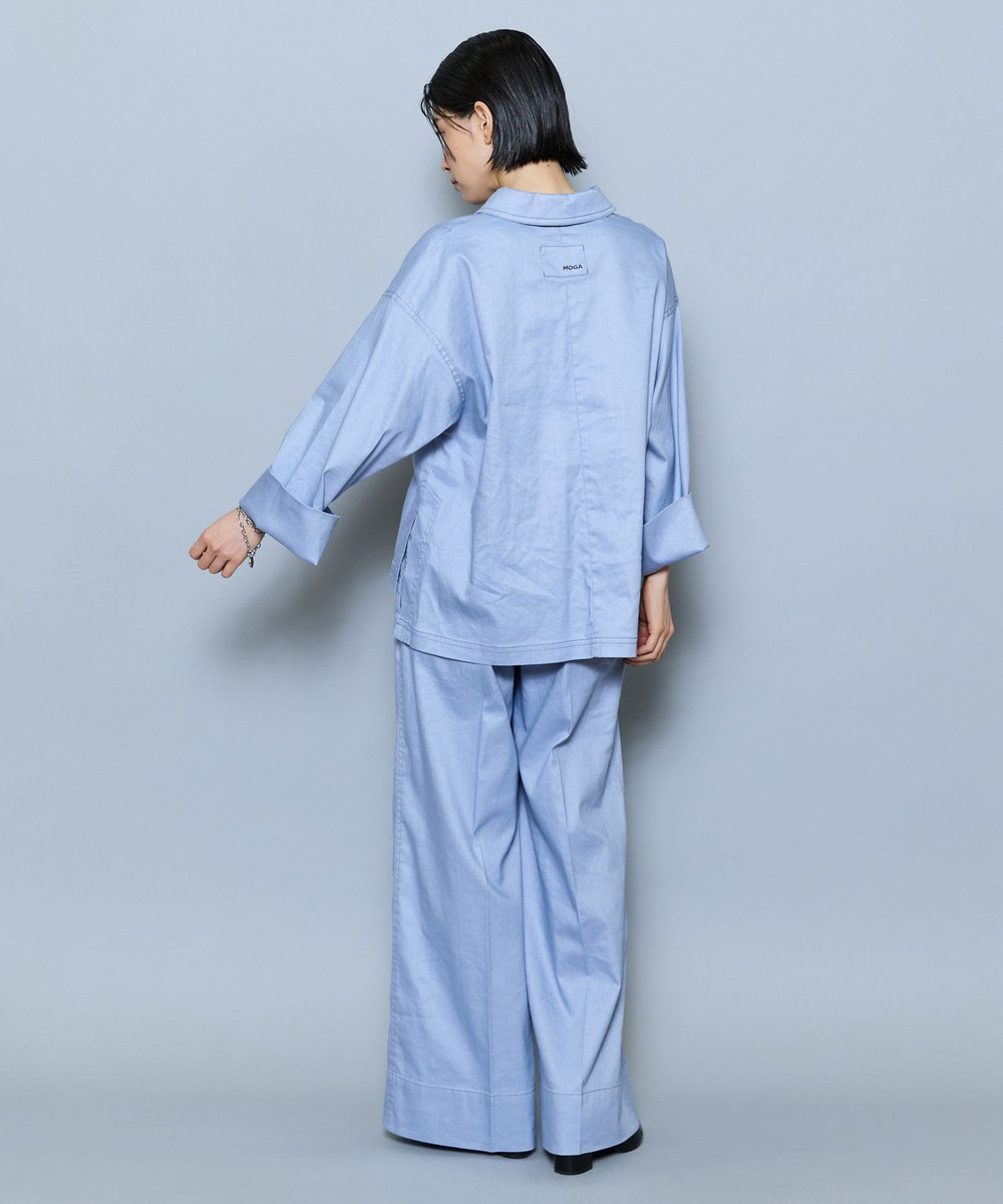 MOGA ビンテージツイルワイドパンツ ライトブルー