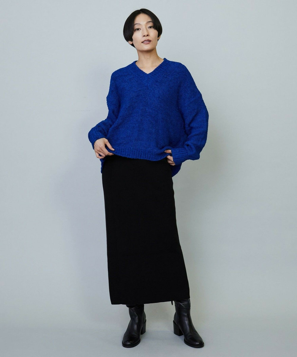 MOGA DALIA Vネックショートニットトップス ブルー
