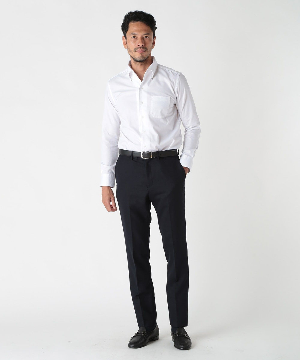 MEN'S BIGI コットンポリエステルドビーシャツ<吸水速乾> ホワイト