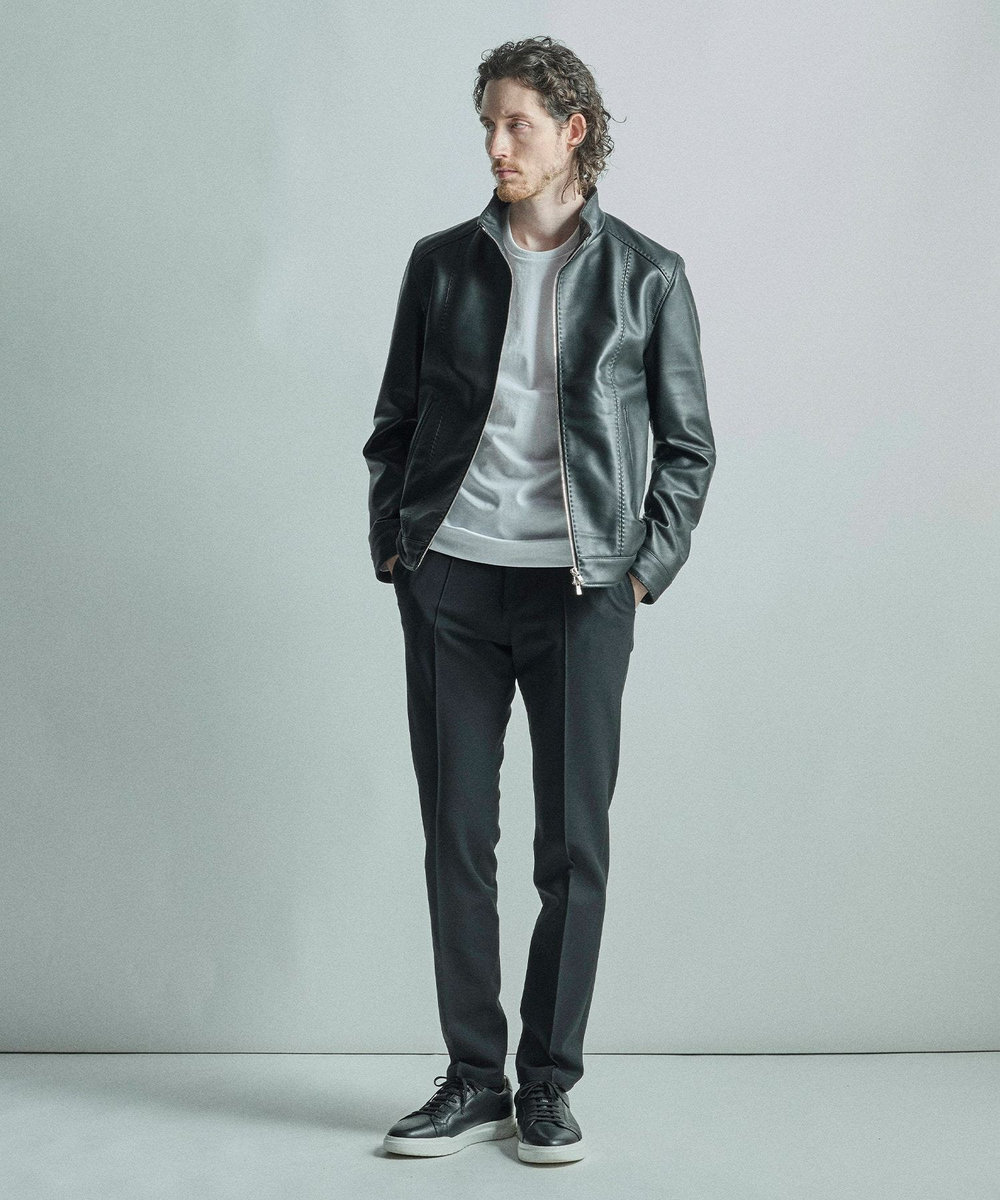 MEN'S BIGI 【ACTIVE TAILOR/アクティブテイラー】シルケットスムースクルーネック長袖Tシャツ ホワイト