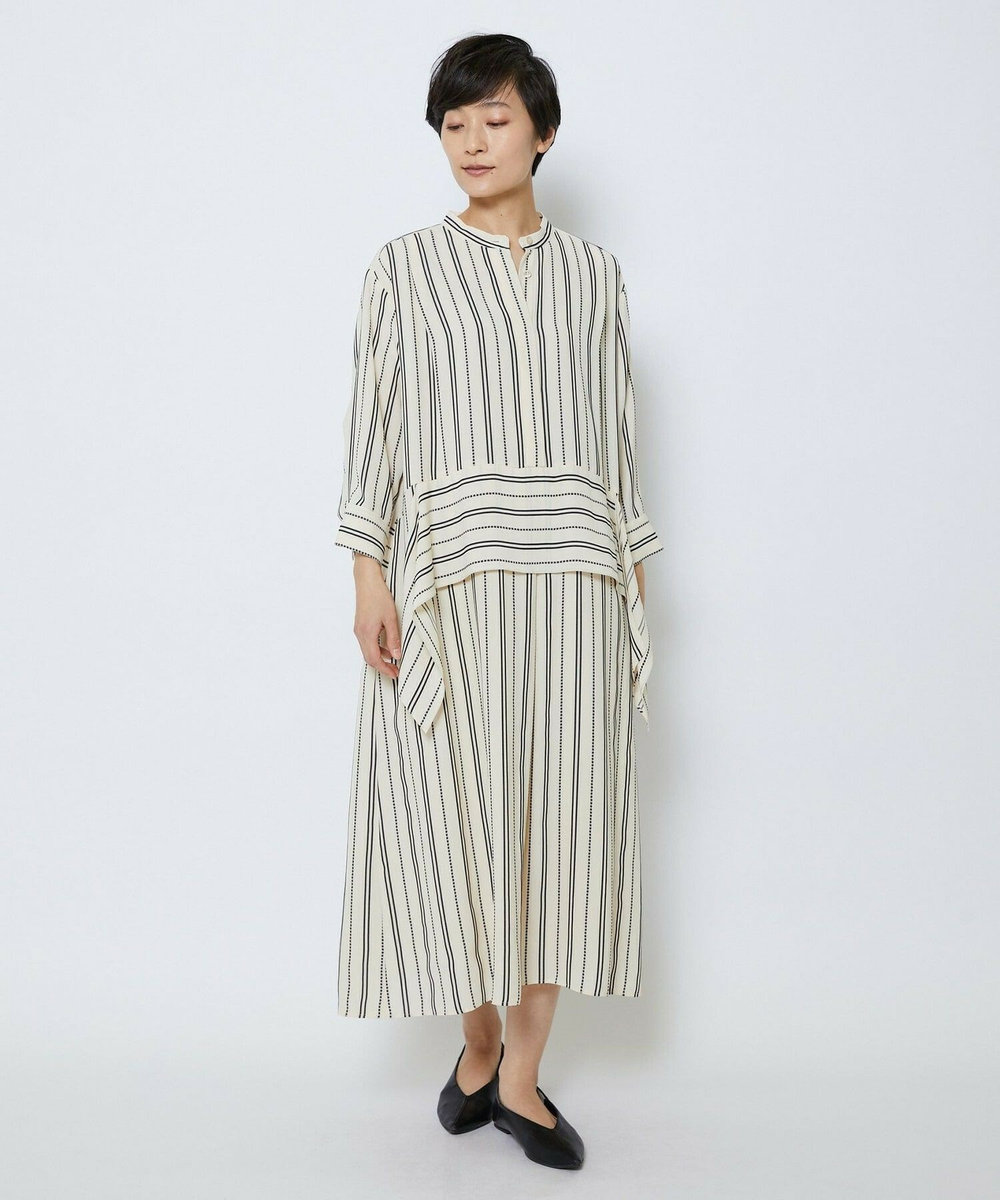 MOGA Collection MOGA Collection　レーヨンポリストライプワンピース ホワイト×ブラック