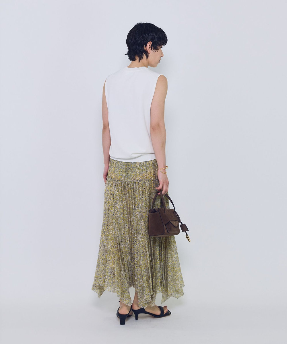 1er Arrondissement ハミングバードプリントプリーツスカート イエロー