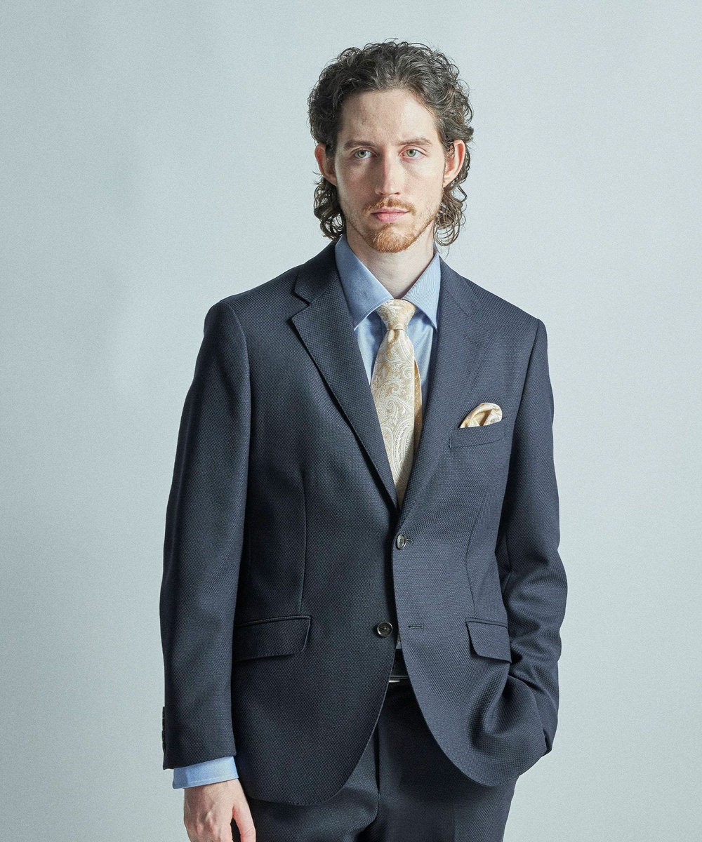 MEN'S BIGI シャドーペイズリー柄シルクチーフ ベージュ