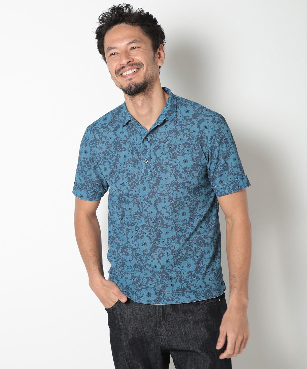MEN'S BIGI 【LIBERTY】吸水速乾アーカイブ花柄ポロシャツ ネイビー