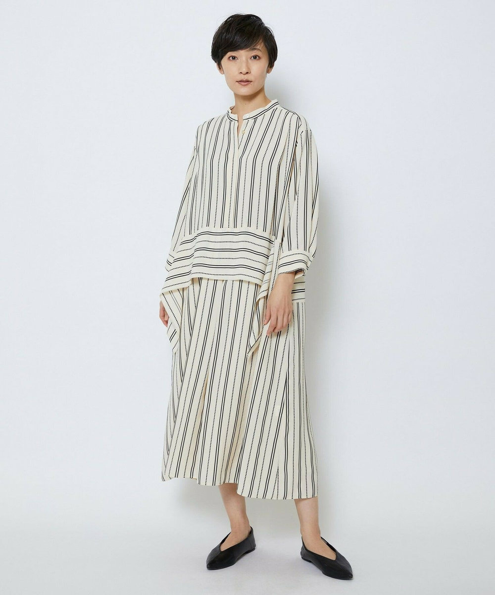 MOGA Collection MOGA Collection　レーヨンポリストライプワンピース ホワイト×ブラック