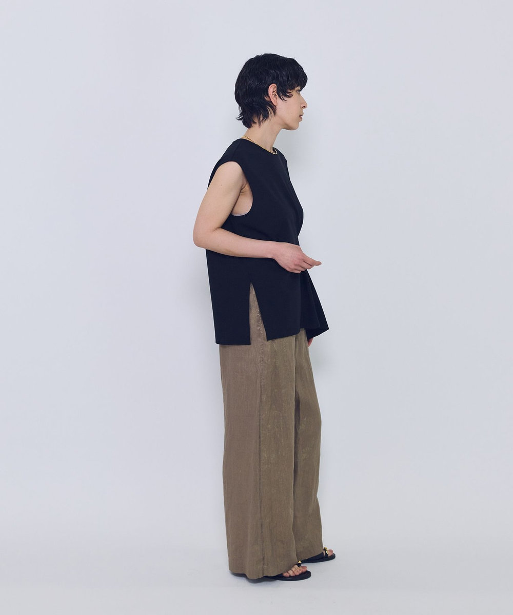1er Arrondissement 【追加】フォイルプリントリネンパンツ ゴールド